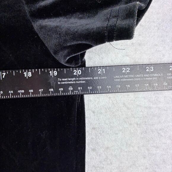 Vintage FP Fast Pace Short Sleeve Mock Neck Black Velvet Blouse Top Womens Large - Picture 5 of 6